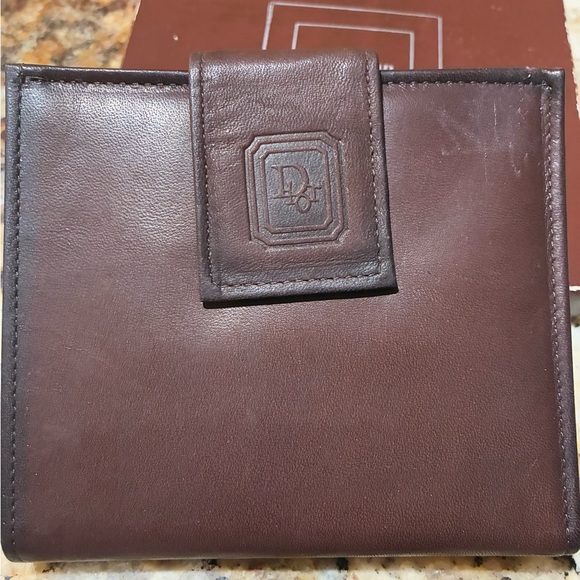 Vintage Dior Dark Brown Leather Bi-fold wallet